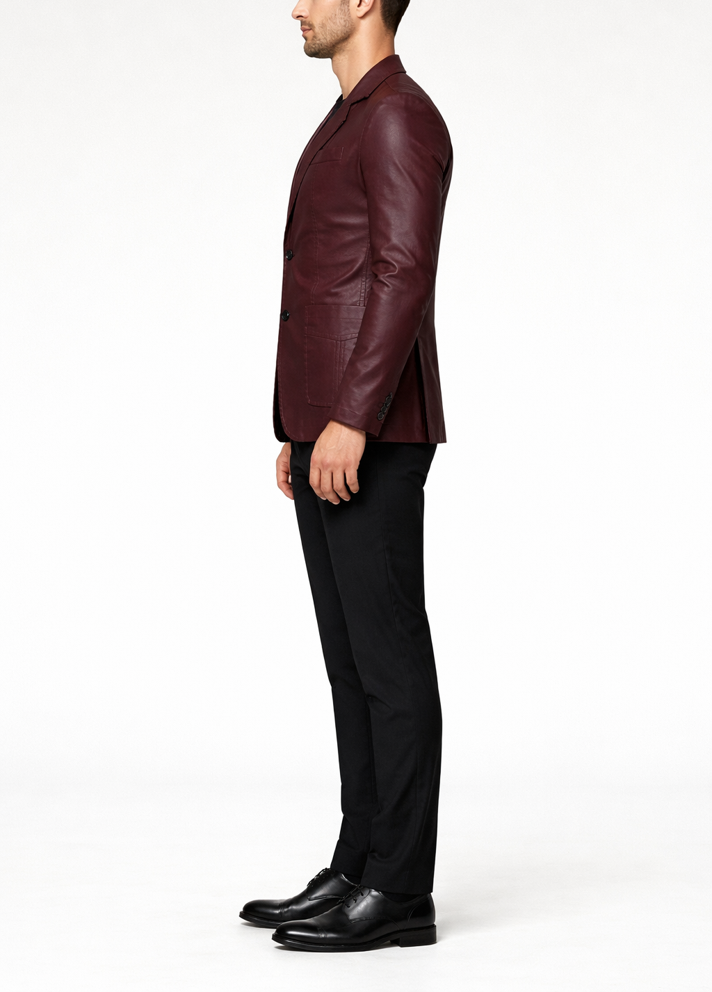 Men's Structured Formal Blazer Jacket with Button Front