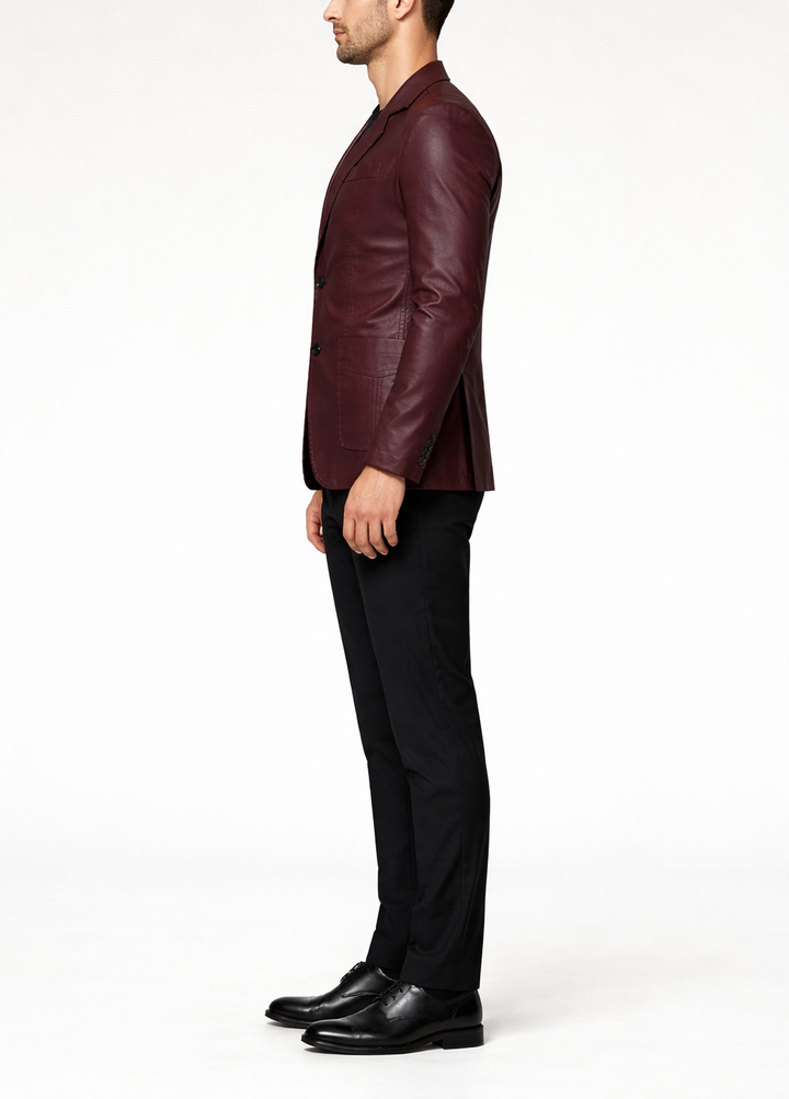 Men's Structured Formal Blazer Jacket with Button Front