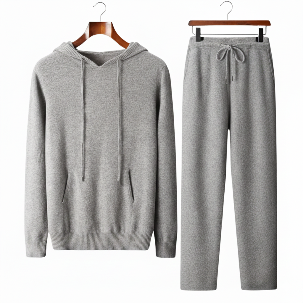 Men's Two Piece Set Knitted Hoodie and Trouser