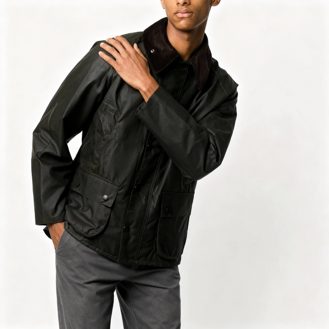 Men’s  Zip Button Jacket with Inner Checkered Design