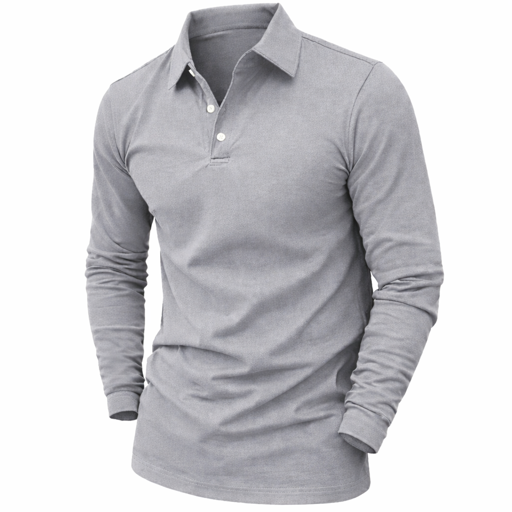 Men's Long Sleeve Polo Shirt with Button Front