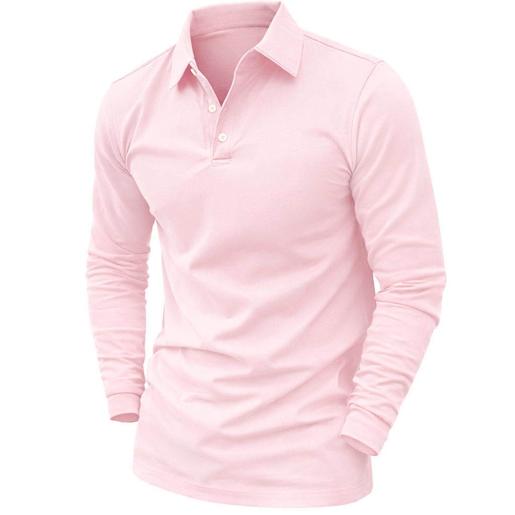 Men's Long Sleeve Polo Shirt with Button Front