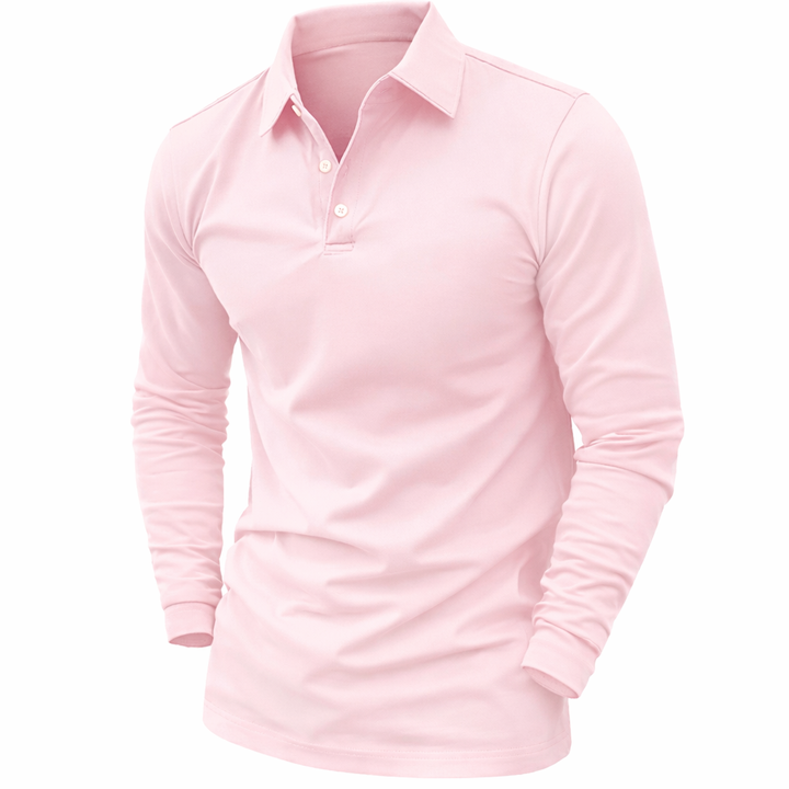 Men's Long Sleeve Polo Shirt with Button Front