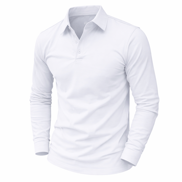 Men's Long Sleeve Polo Shirt with Button Front
