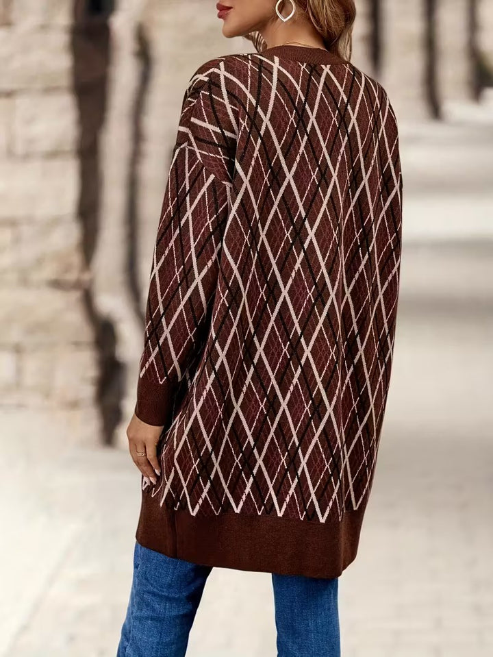 Women's Cardigan with Diamond Pattern