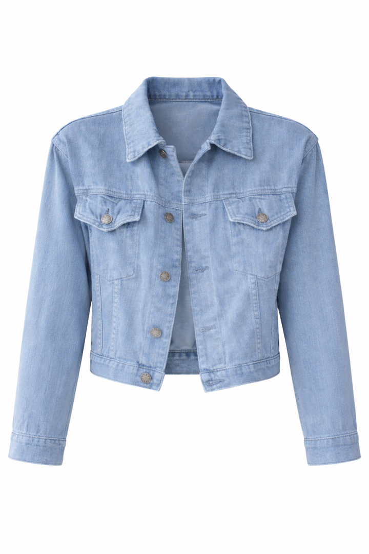 Women’s Button Down Fit Denim Short Jacket