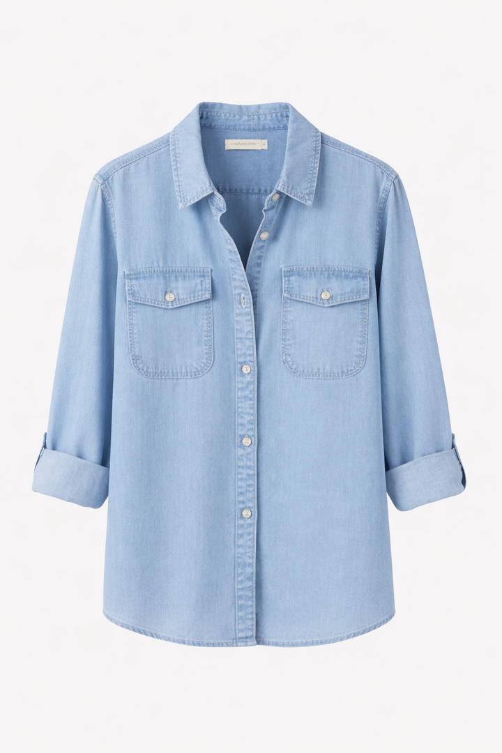 Women’s Button Front Long Sleeves Denim Shirt
