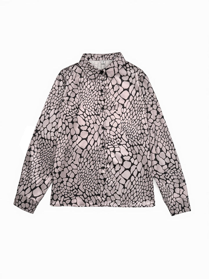 Women's Buttoned Contrast Colour Long Sleeves Loose Shirt