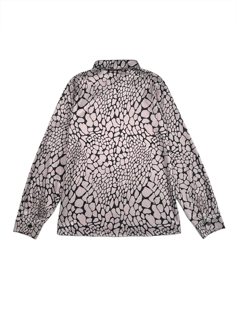 Women's Buttoned Contrast Colour Long Sleeves Loose Shirt
