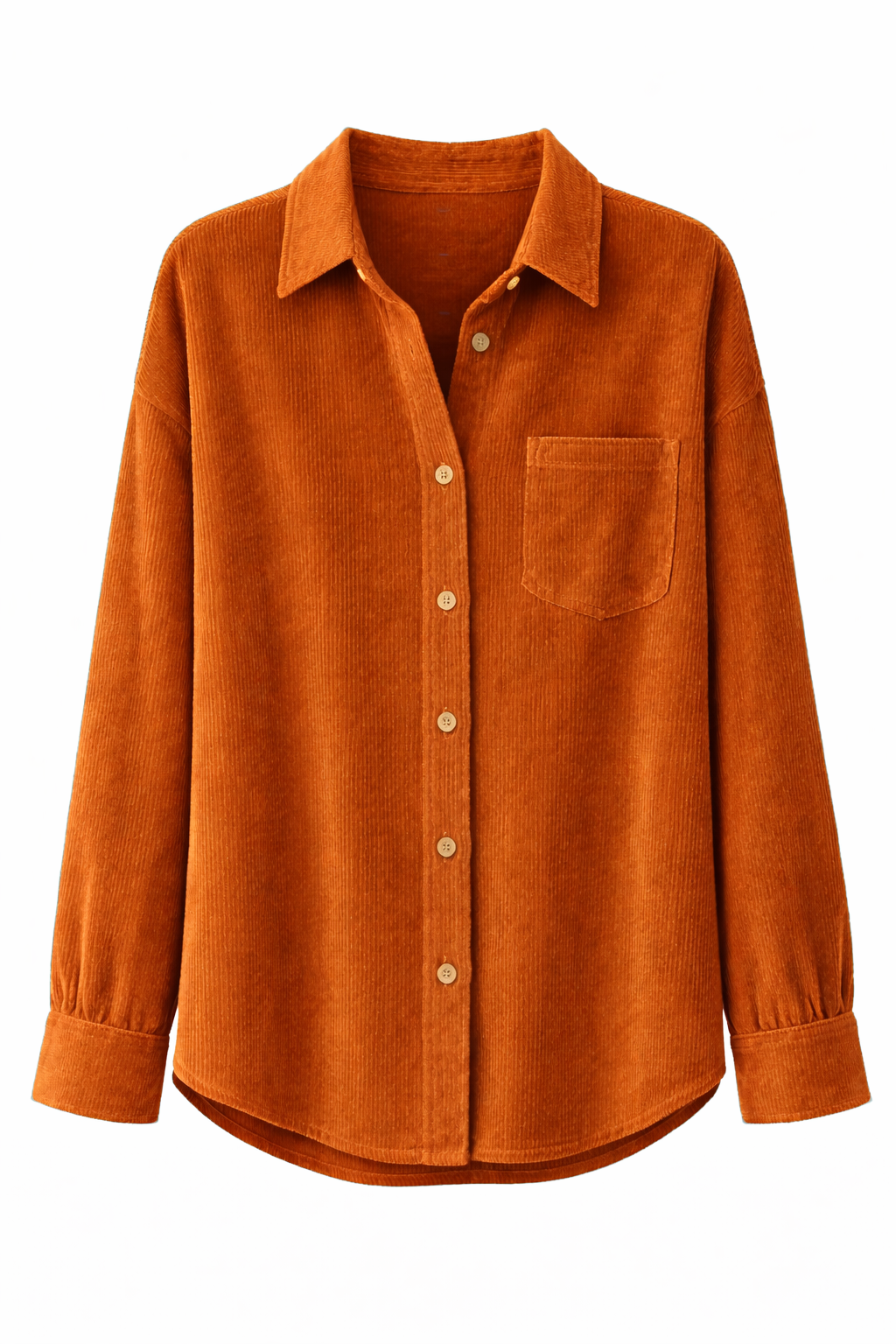 Women's Corduroy Turn Down Collar Long Sleeve Shirt