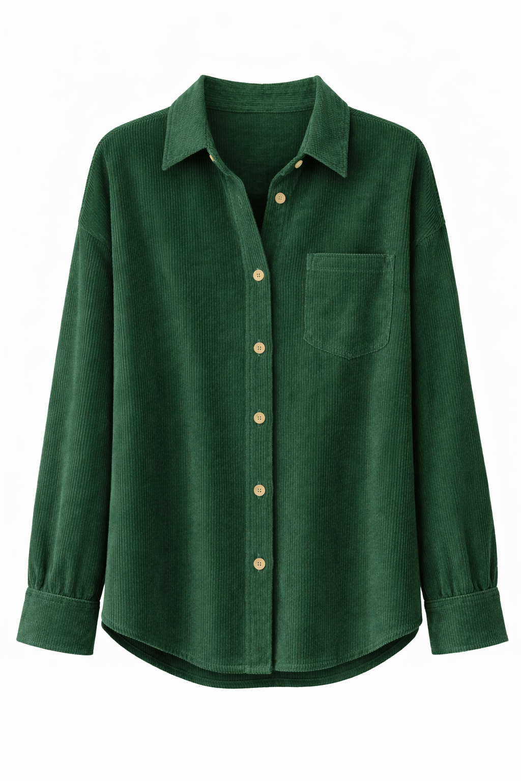 Women's Corduroy Turn Down Collar Long Sleeve Shirt