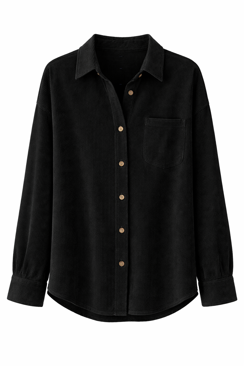 Women's Corduroy Turn Down Collar Long Sleeve Shirt