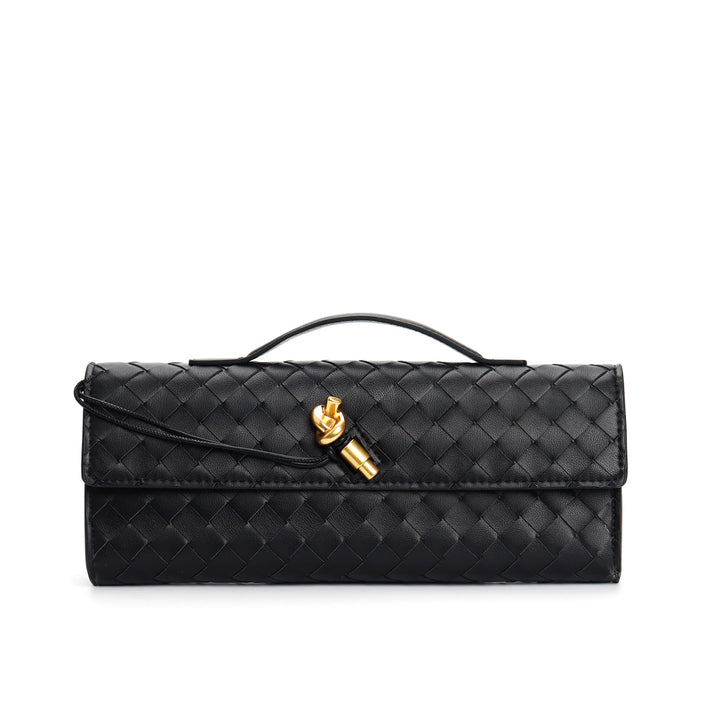 Women's Crossbody Bag with Flap Closure and Woven Pattern