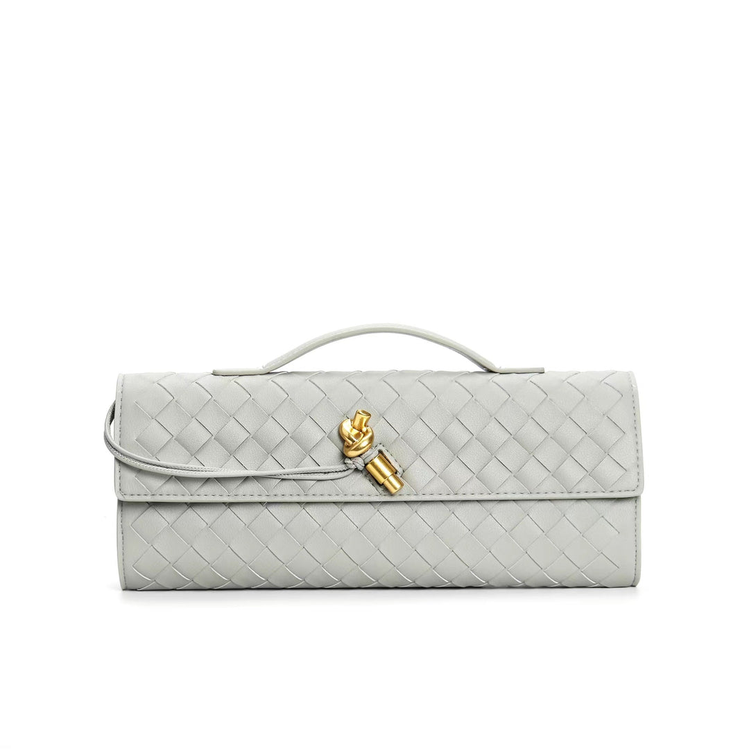 Women's Crossbody Bag with Flap Closure and Woven Pattern