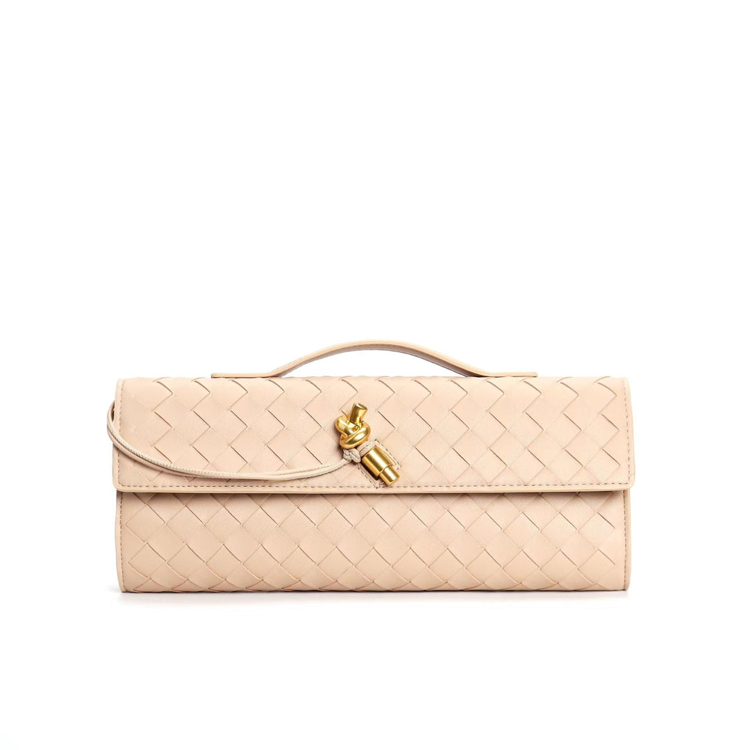 Women's Crossbody Bag with Flap Closure and Woven Pattern
