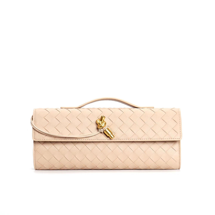 Women's Crossbody Bag with Flap Closure and Woven Pattern