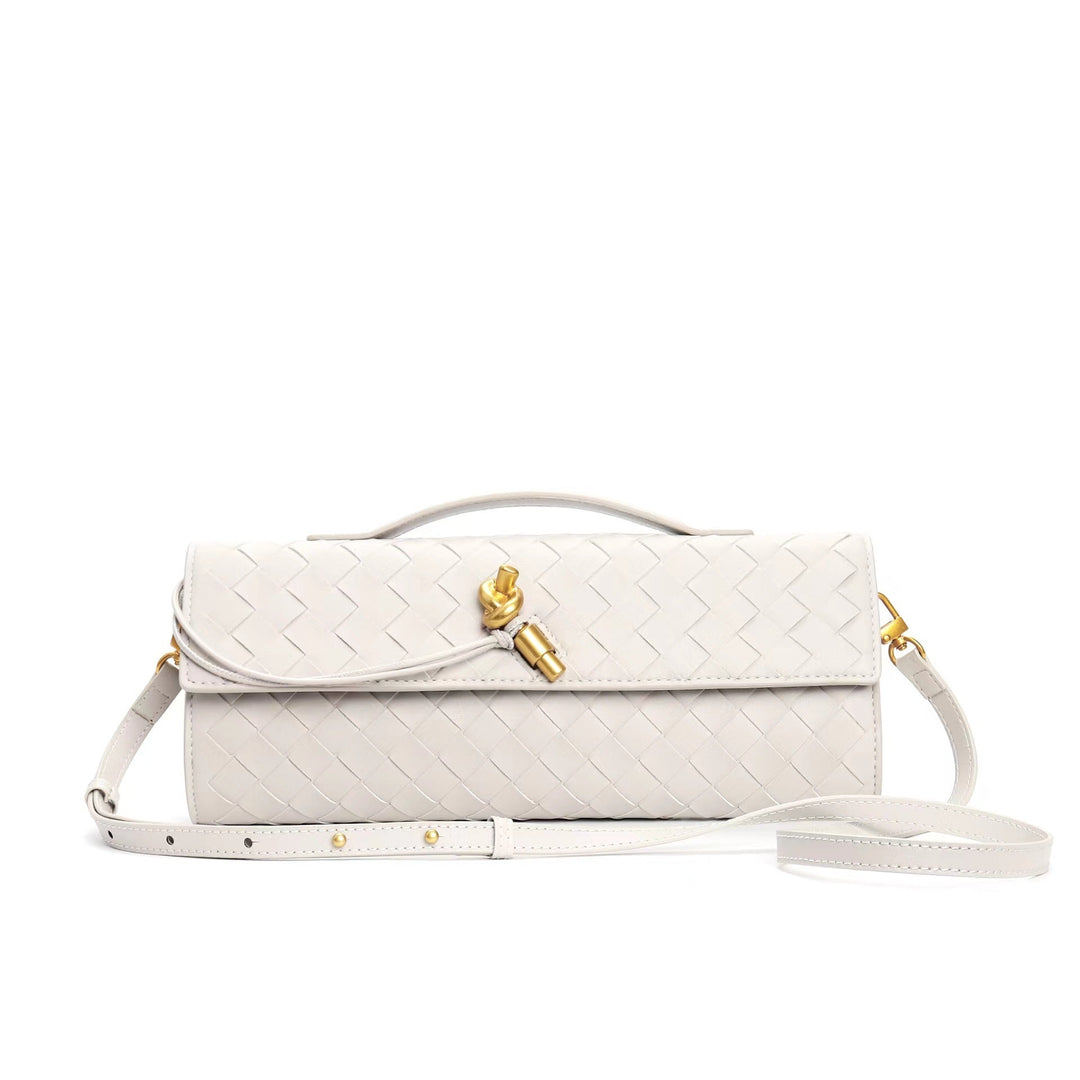 Women's Crossbody Bag with Flap Closure and Woven Pattern