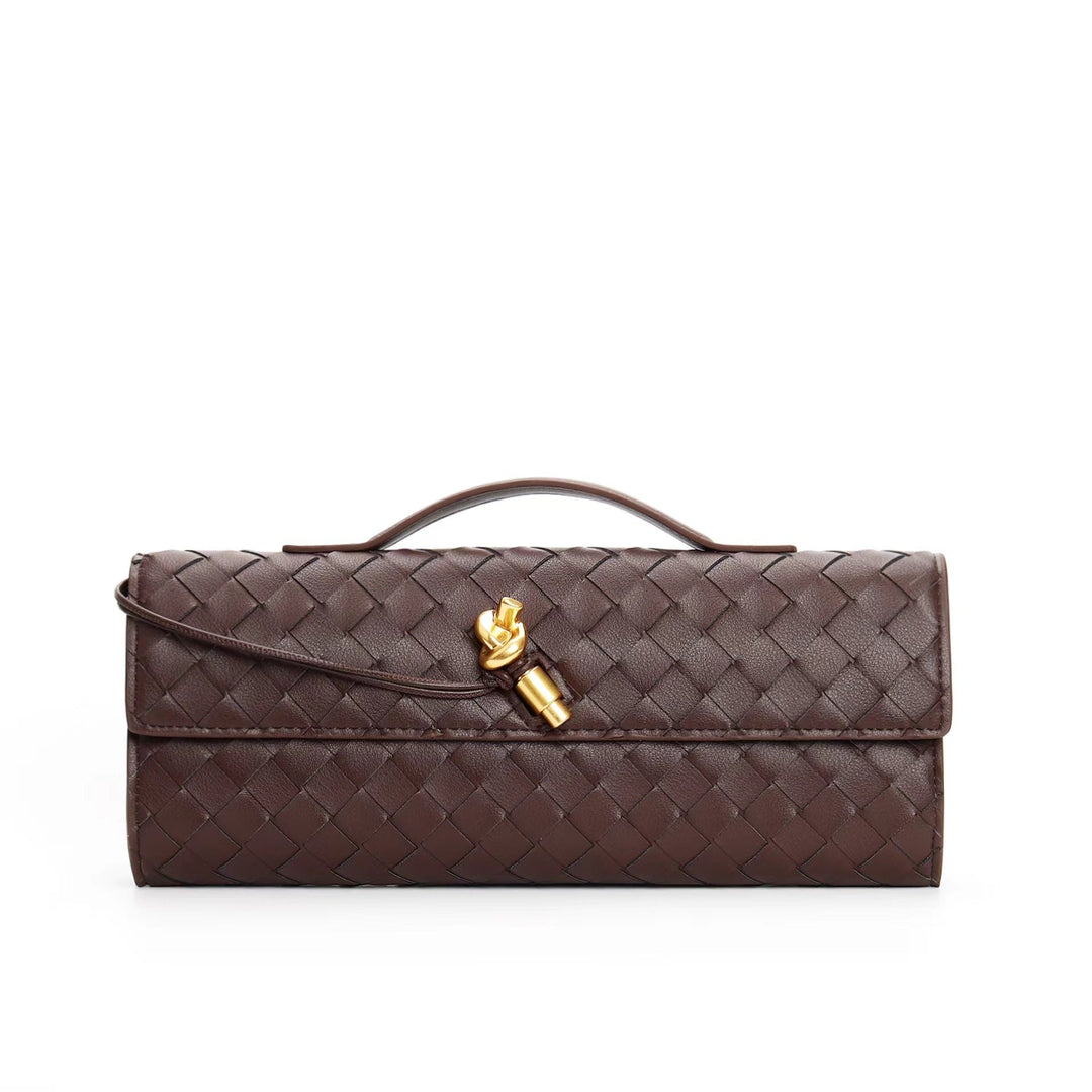 Women's Crossbody Bag with Flap Closure and Woven Pattern