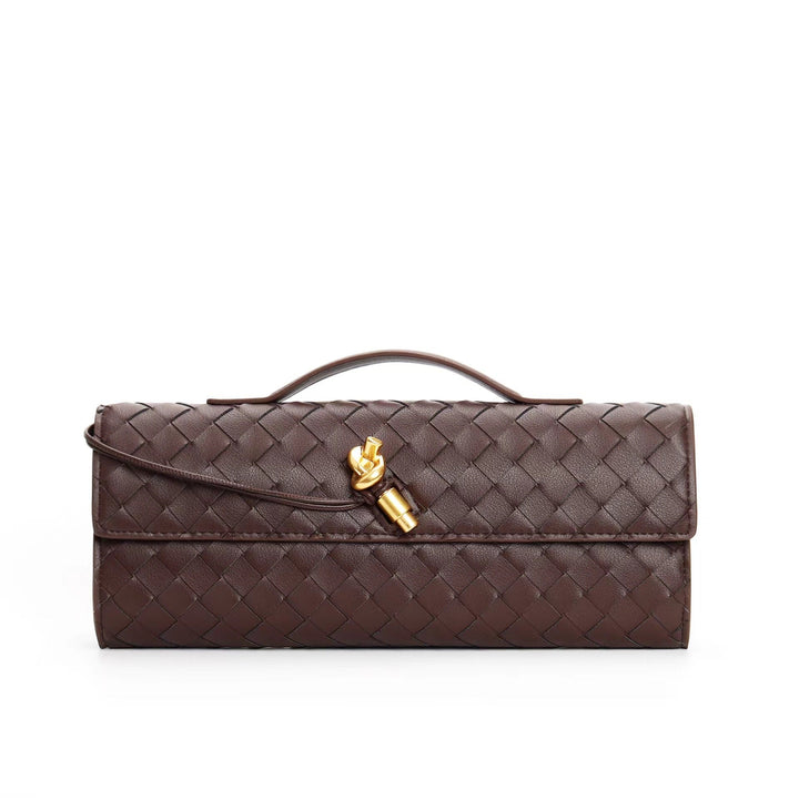 Women's Crossbody Bag with Flap Closure and Woven Pattern