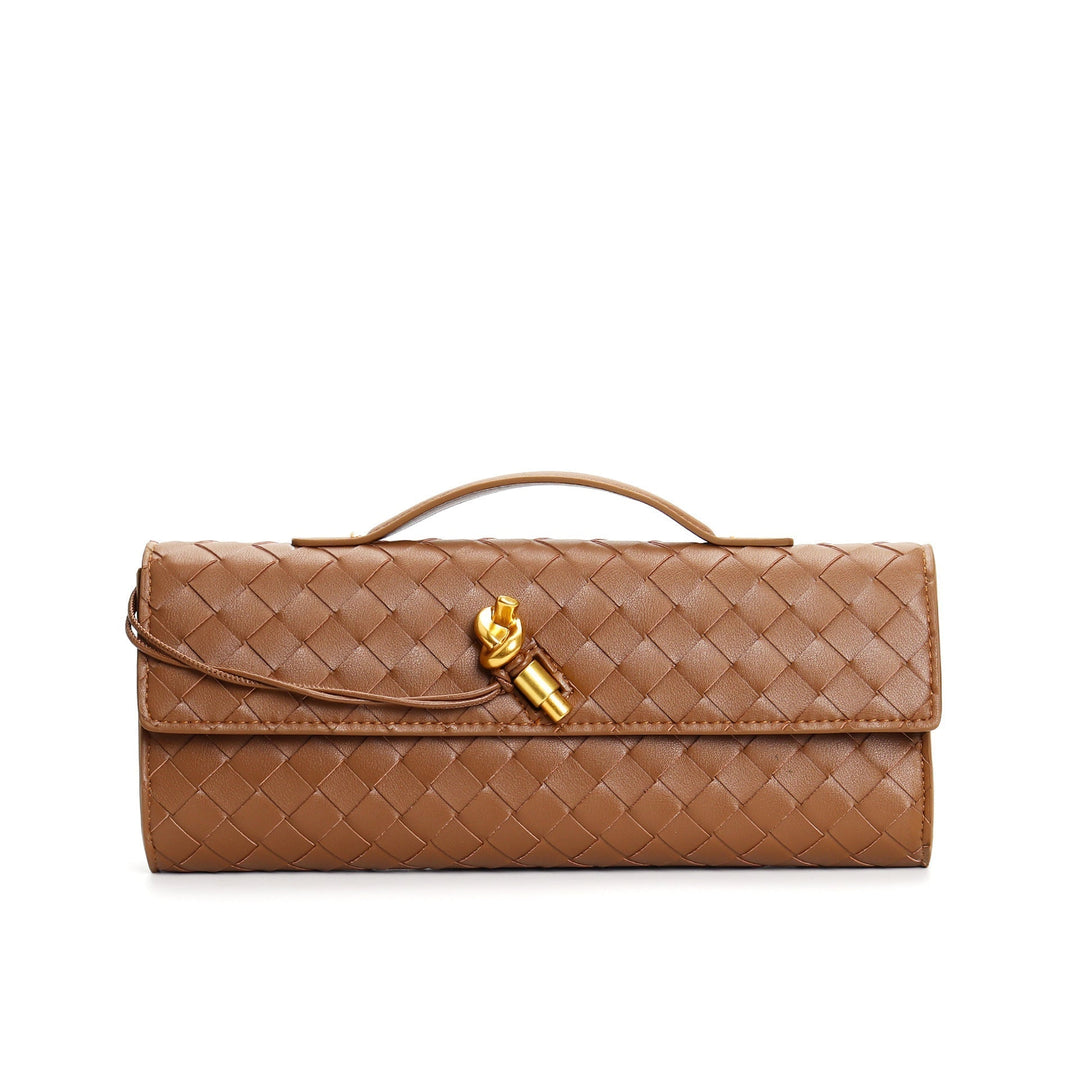 Women's Crossbody Bag with Flap Closure and Woven Pattern