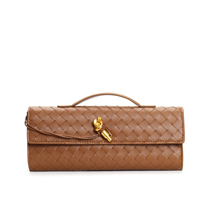 Women's Crossbody Bag with Flap Closure and Woven Pattern