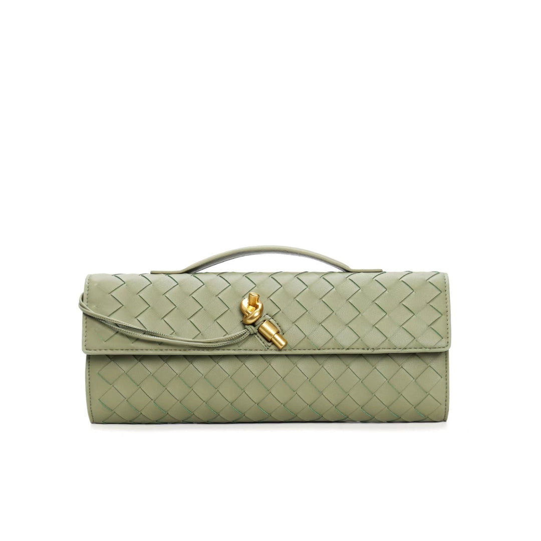 Women's Crossbody Bag with Flap Closure and Woven Pattern