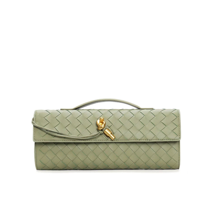 Women's Crossbody Bag with Flap Closure and Woven Pattern