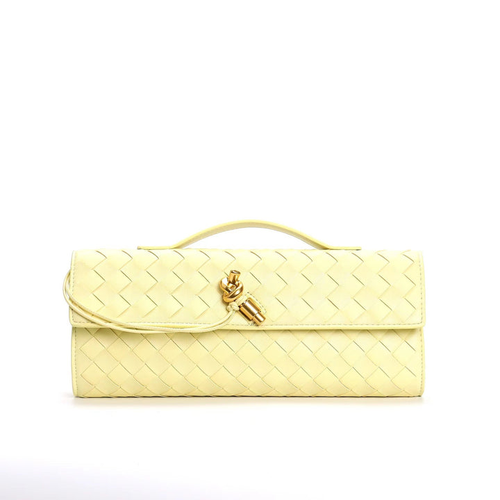 Women's Crossbody Bag with Flap Closure and Woven Pattern