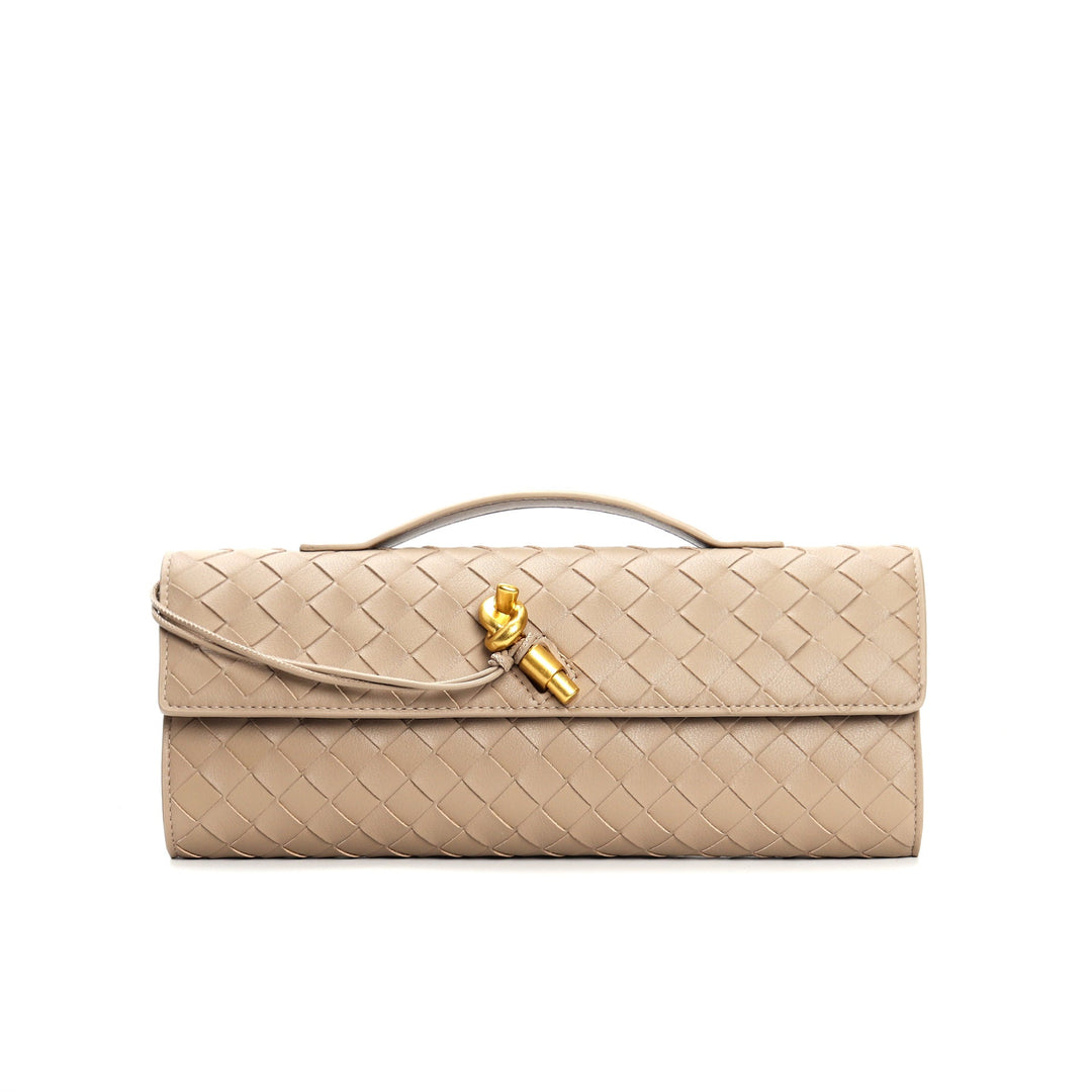 Women's Crossbody Bag with Flap Closure and Woven Pattern
