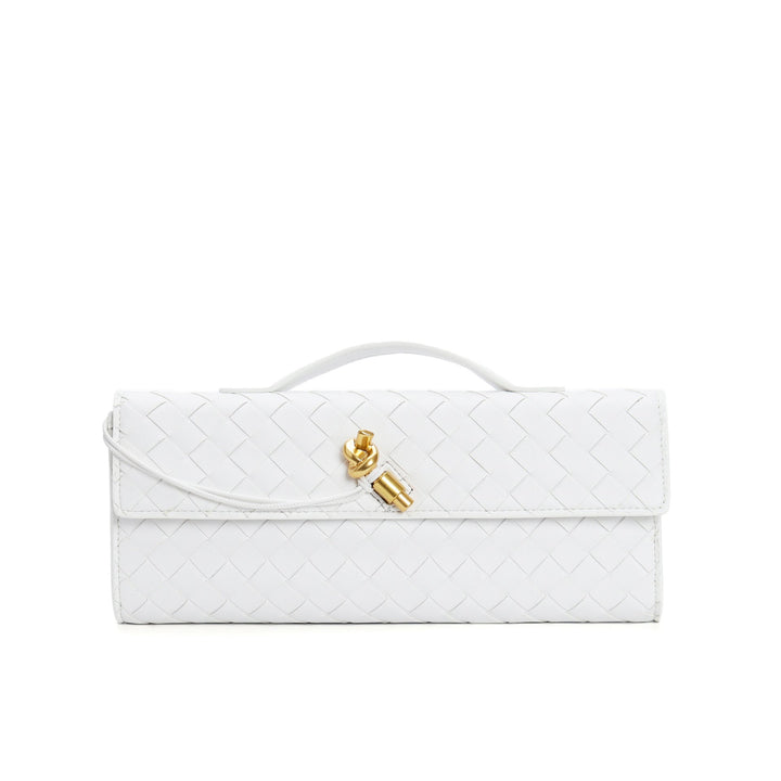 Women's Crossbody Bag with Flap Closure and Woven Pattern