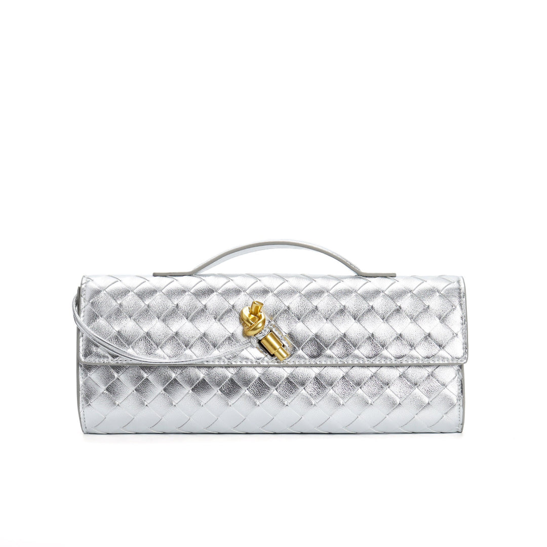 Women's Crossbody Bag with Flap Closure and Woven Pattern