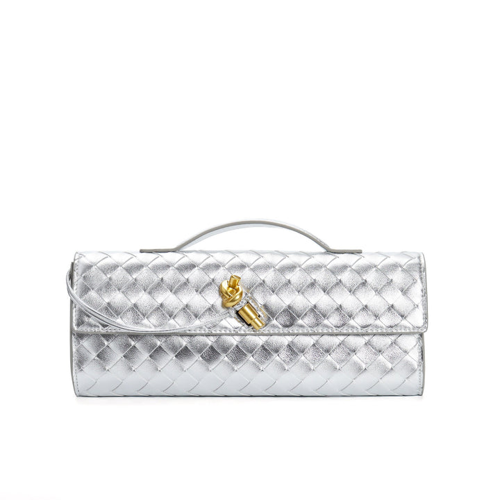 Women's Crossbody Bag with Flap Closure and Woven Pattern