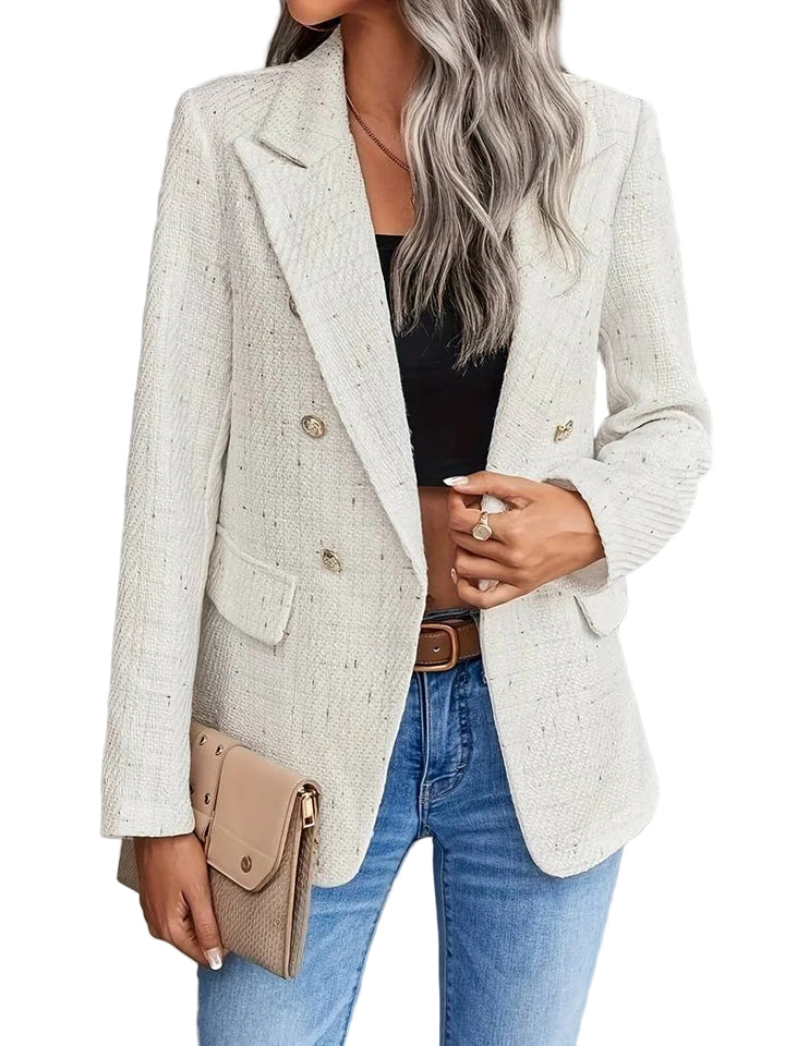 Women's Double Button Blazer with Lapel Collar