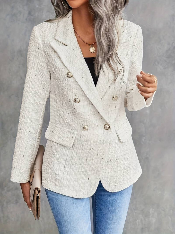 Women's Double Button Blazer with Lapel Collar