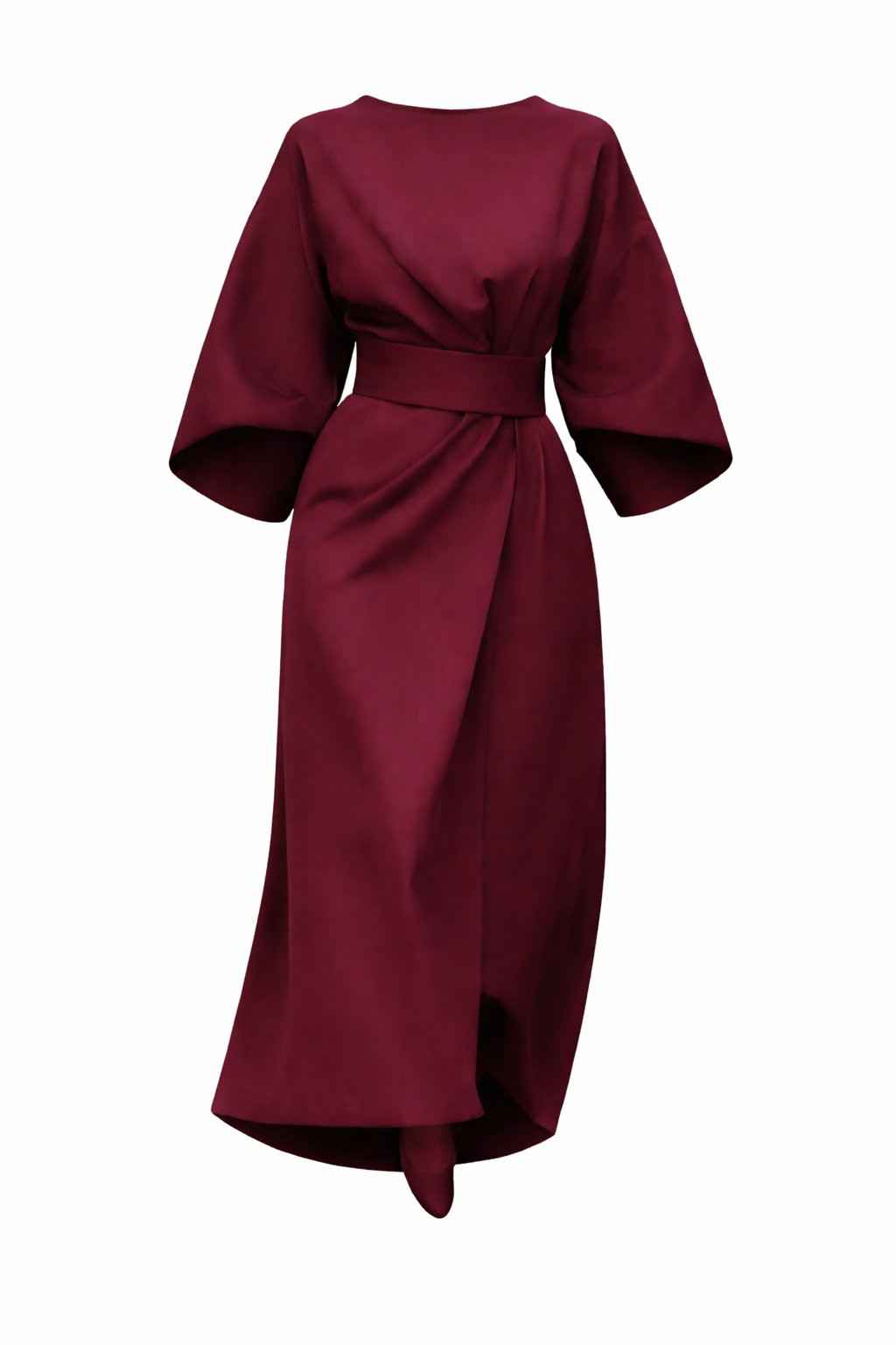 Women's Dress with Lantern Sleeves and Belt