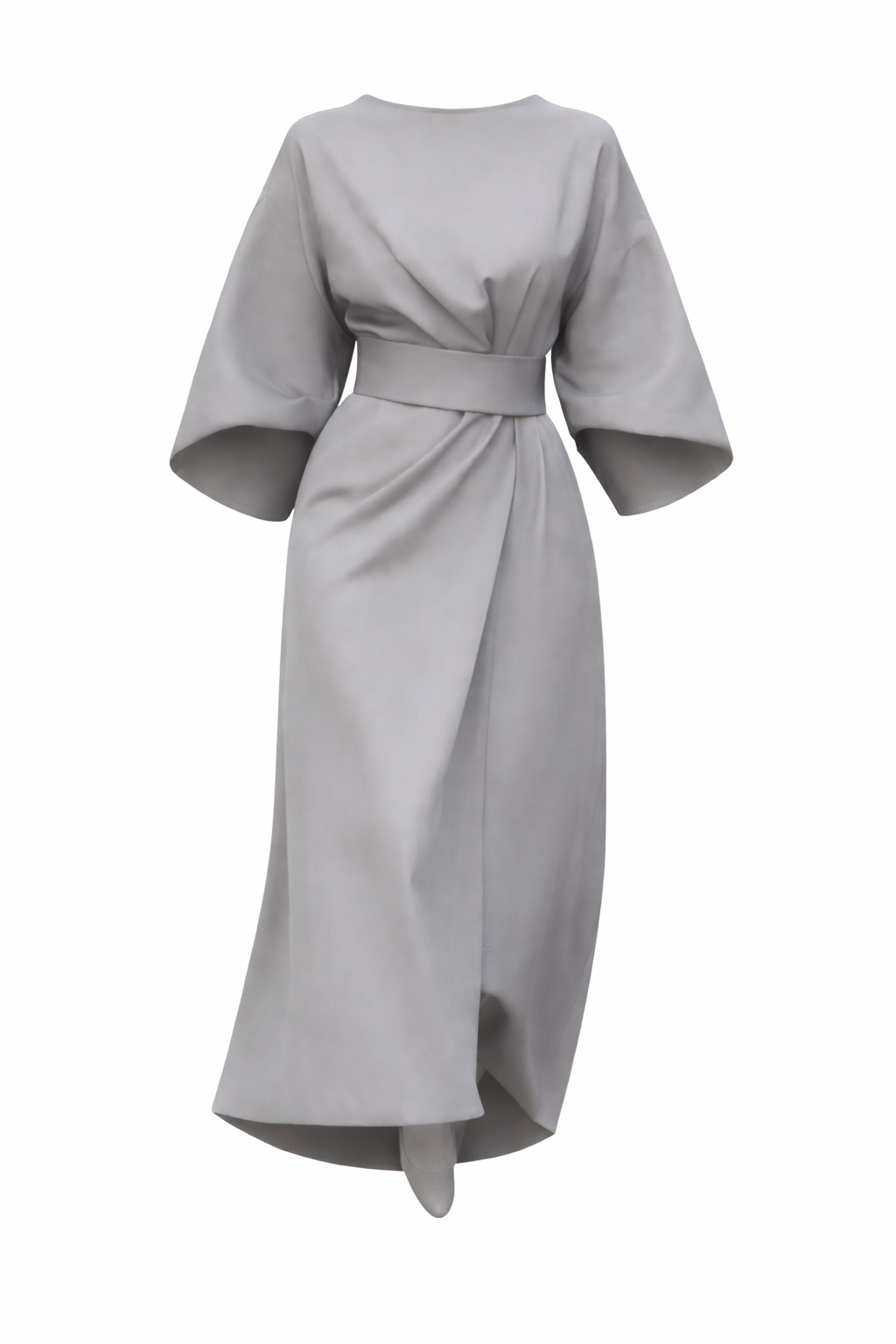 Women's Dress with Lantern Sleeves and Belt