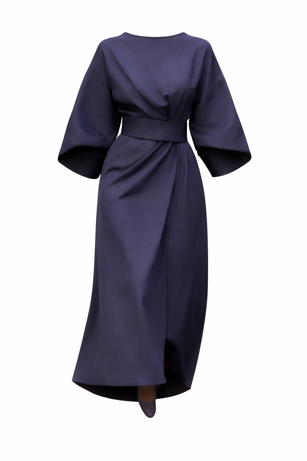 Women's Dress with Lantern Sleeves and Belt