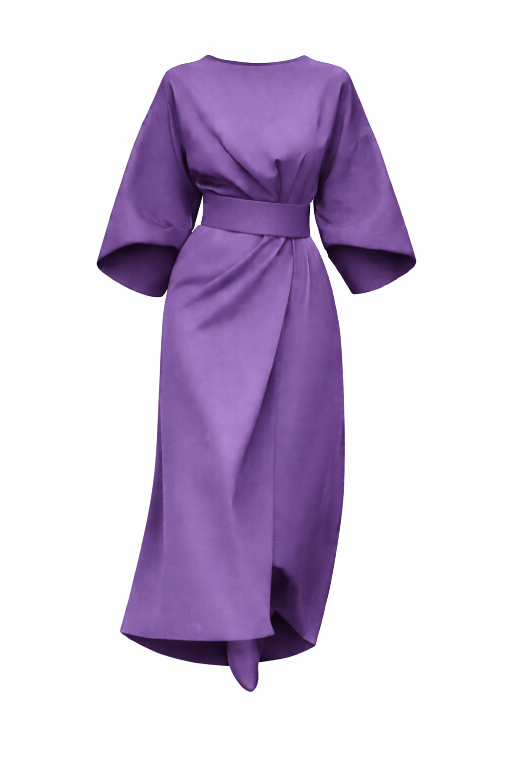 Women's Dress with Lantern Sleeves and Belt