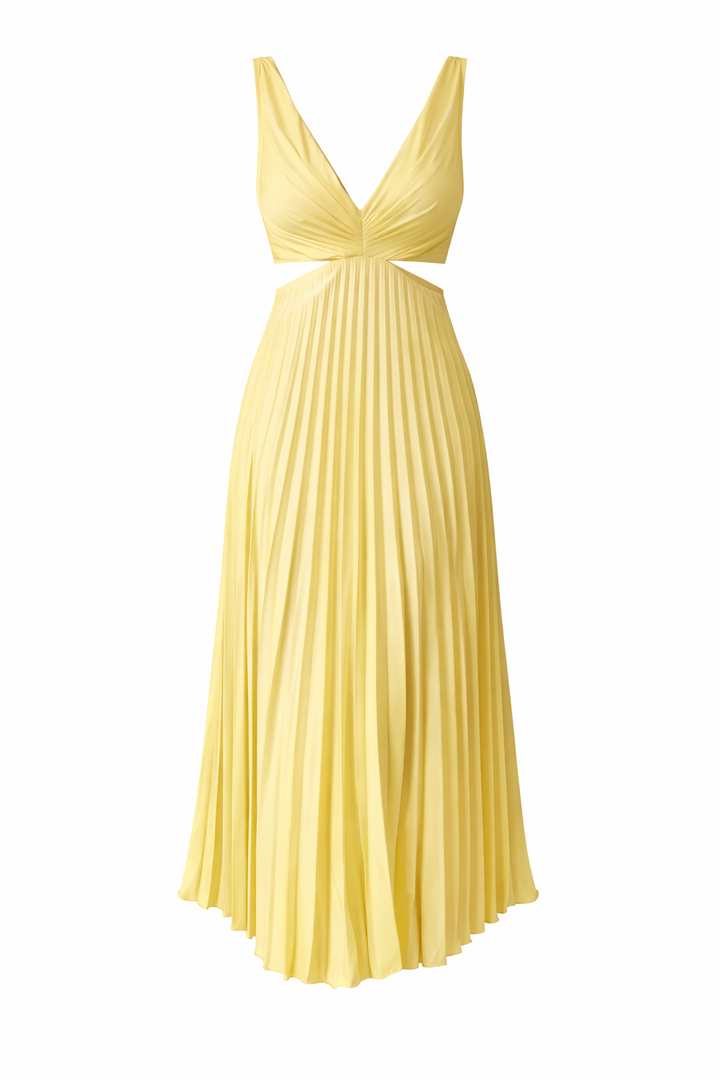 Women's Flowing Twist Pleated Front Maxi Dress
