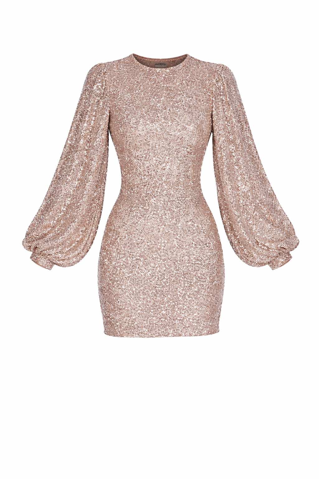 Women's Glittered Short Dress with Long Loose Sleeves