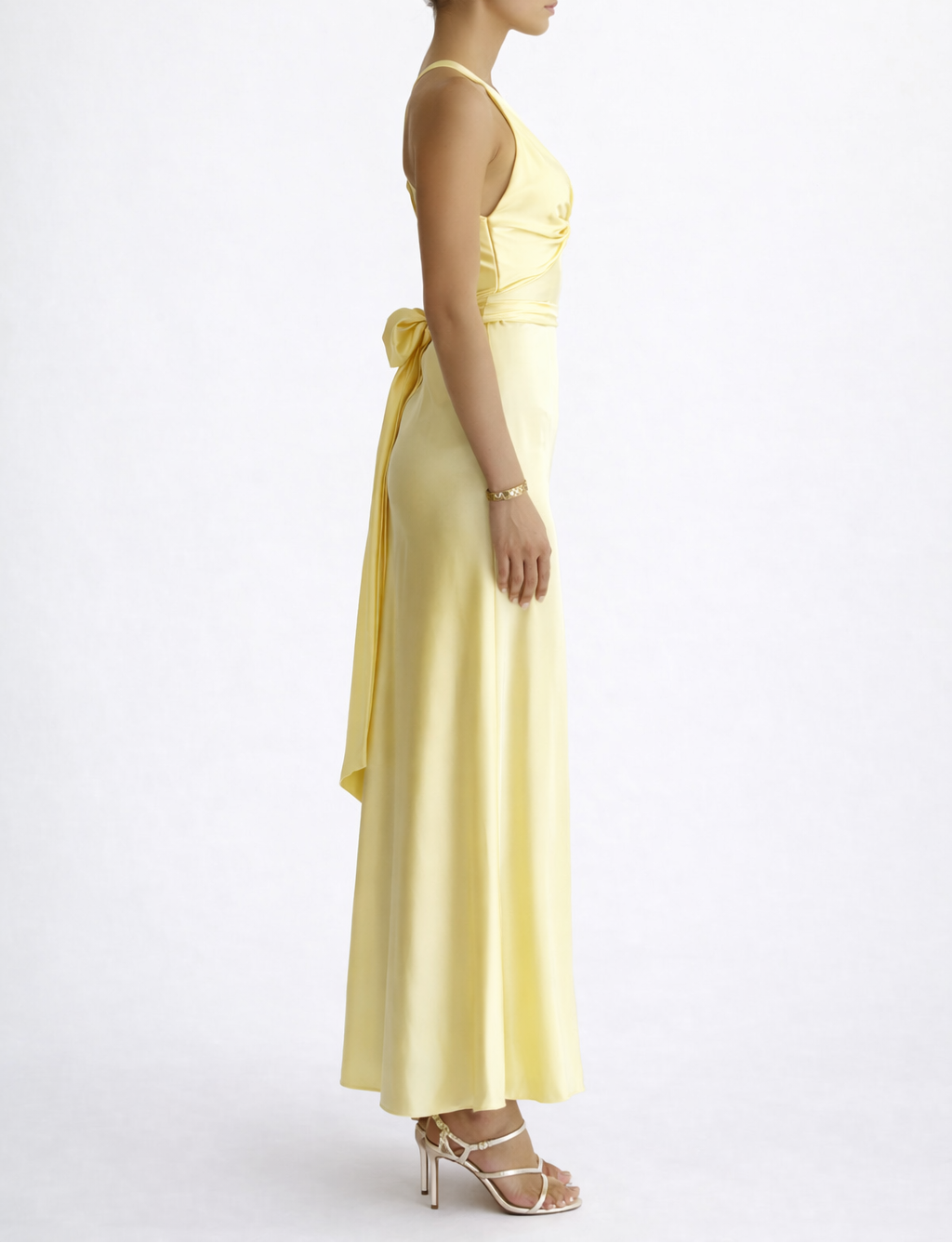 Women’s Halter Neck Backless Maxi Dress with Ruched Front