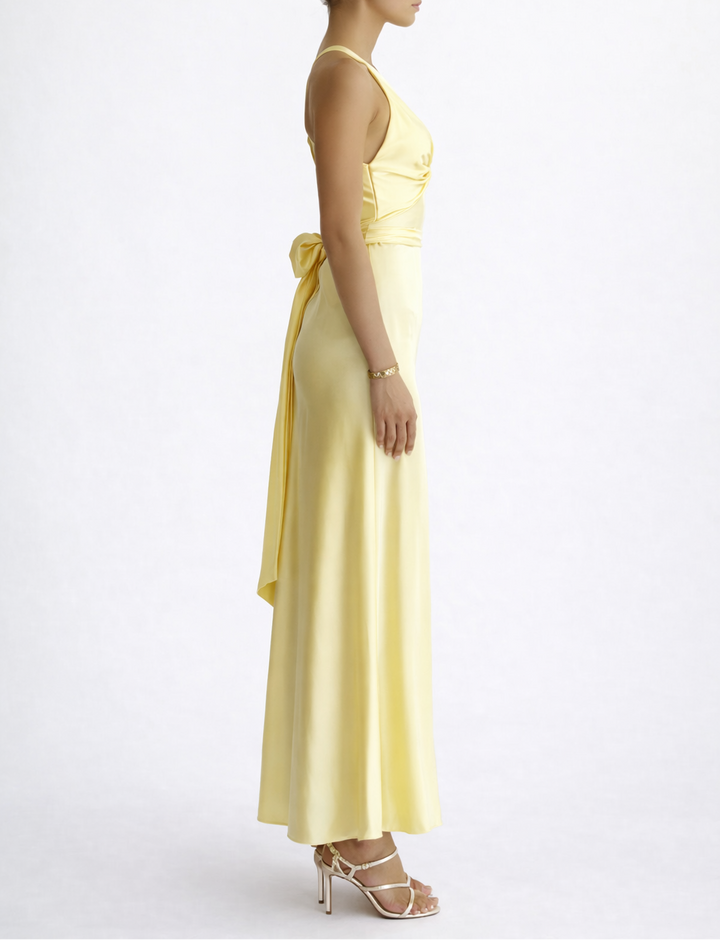 Women’s Halter Neck Backless Maxi Dress with Ruched Front