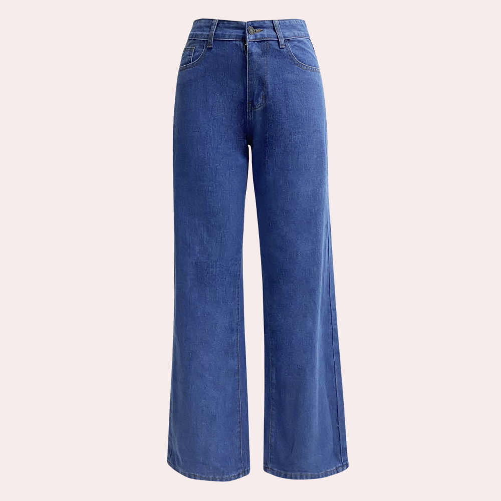 Women's High Waist Straight Leg Denim Jeans with Full Length Fit