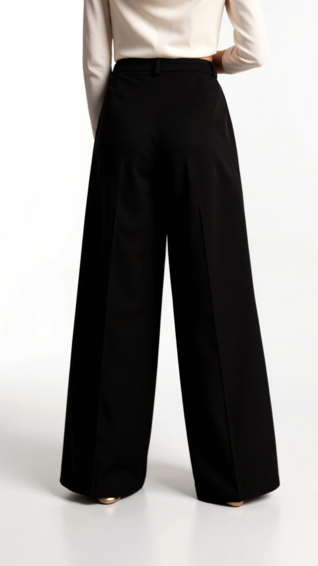Women's High Waist Wide Leg Trousers with Front Pleats