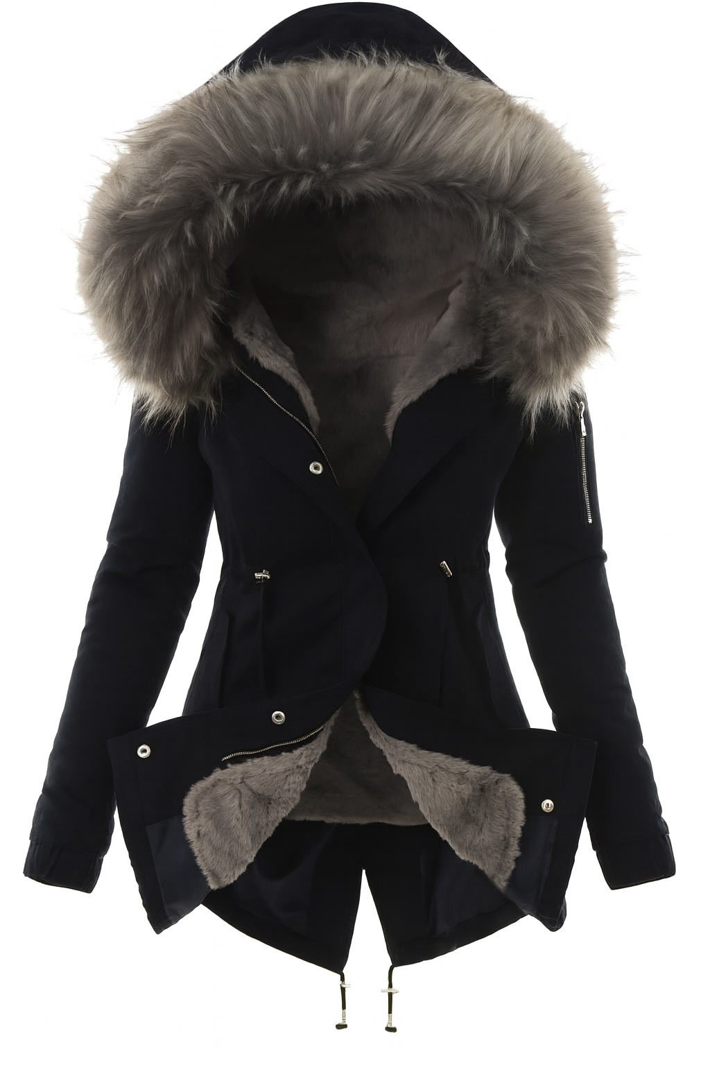 Women's Hooded  Long  Winter Parka Coat with Lined Interior