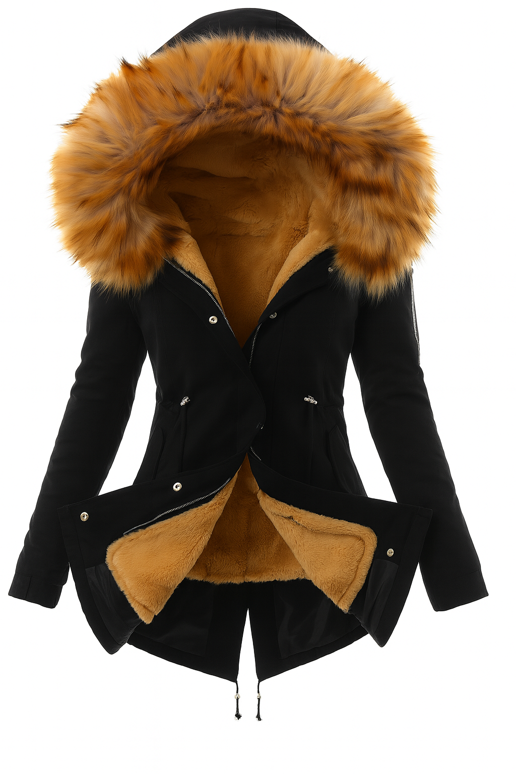 Women's Hooded  Long  Winter Parka Coat with Lined Interior