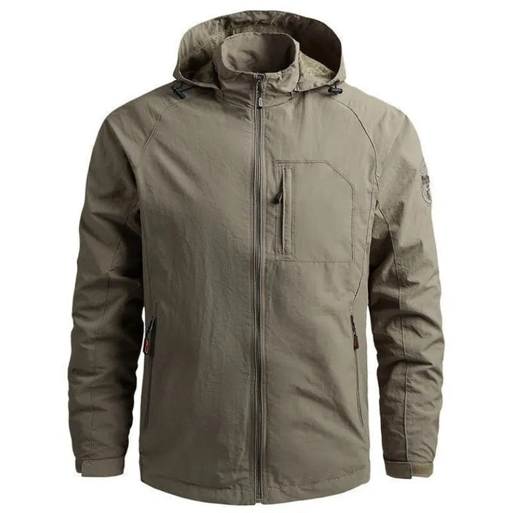 Men's Hooded Zip Jacket with Front and Sleeve Detailing