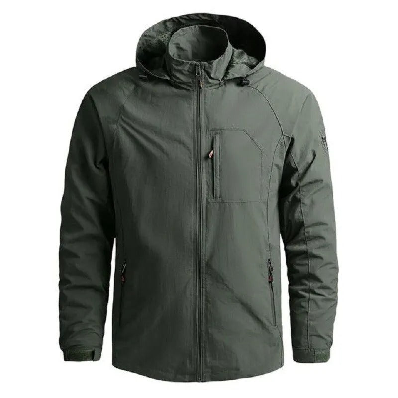 Men's Hooded Zip Jacket with Front and Sleeve Detailing