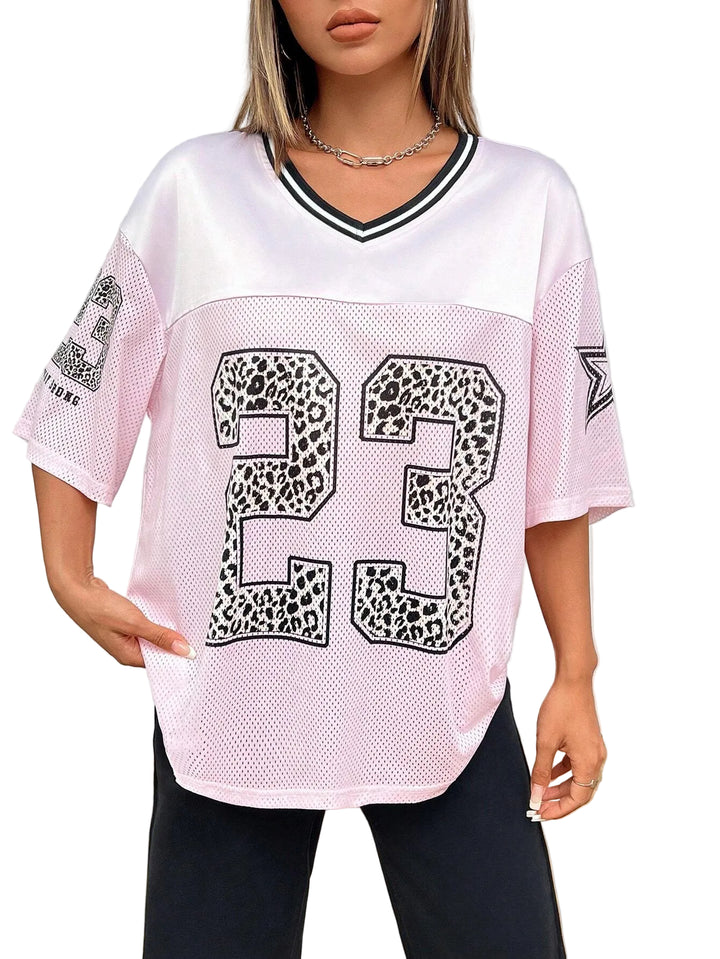 Women's Jersey Short Sleeve V Neck Loose T-shirt