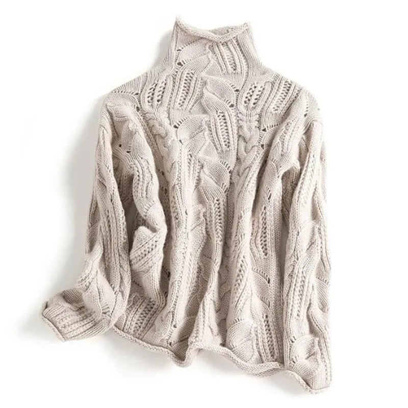 Women's Knit Sweater with Raised Pattern